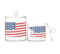 Lot de 2 boîtes de rangement décoratives en plastique transparent avec couvercle pour cotons-tiges, cotons-tiges, cure-dents, trombones