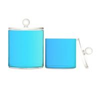 Lot de 2 boîtes de rangement décoratives en plastique transparent dégradé bleu clair avec couvercle pour cure-fil, trombones
