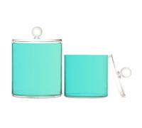 Lot de 2 boîtes de rangement décoratives en plastique transparent dégradé turquoise avec couvercle pour cure-fil, trombones