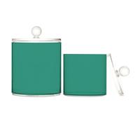 Lot de 2 boîtes de rangement décoratives en plastique vert olive uni avec couvercle pour piques à fil dentaire, trombones
