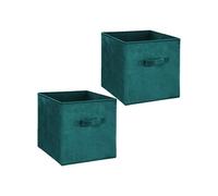 Toilinux - Lot de 2 Boites de rangement design velours Mix n' modul - L. 31 x l. 31 cm - Bleu Canard - Mix n' modul Bleu foncé G