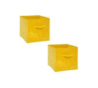 - Lot de 2 boîtes de rangement design velours Mix n' modul - L. 31 x l. 31 cm - Jaune - MIX'N MODUL