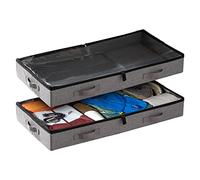 Lot de 2 boîtes de rangement discrètes pour dessous de lit - 11 cm de haut et passe sous les lits de 13 cm de haut - Parois latérales et fond robustes - 83 x 43 cm