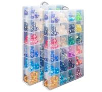 Lot de 2 boîtes de rangement DND pour dés polyédriques avec séparateurs amovibles pouvant contenir jusqu'à 1 600 dés pour collectionneurs de dés ou jeux de rôle D&D (boîte uniquement)