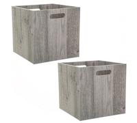 Lot de 2 Boîtes de rangement effet bois en MDF Mix n' modul