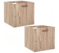 Toilinux – Boîtes de rangement Mix n' modul – Lot de 2, MDF effet bois 31 x 31 cm Beige
