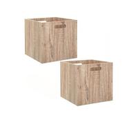 Toilinux – Boîtes de rangement Mix n' modul – Lot de 2, MDF effet bois 31 x 31 cm Beige