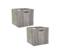 Toilinux Boîtes de rangement Mix n' modul - Lot de 2 en MDF - 31 x 31 cm - Gris effet bois
