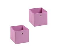 Lot de 2 boites en tissu rose ELA boîte de rangement ouverte avec poignée dim 27 x 27 x 27 cm, pour linge jouets vêtements