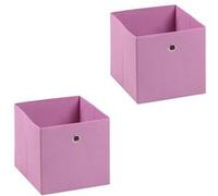 Lot de 2 boîtes de rangement ELA, en tissu rose Rose G