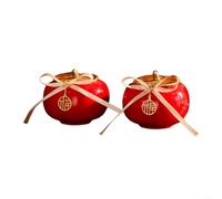 Lot de 2 boîtes de rangement élégantes en faïence pour thé et cadeaux de Nouvel An, décoration pour la maison et la cuisine (rouge)