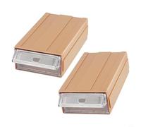 Lot de 2 boîtes de rangement empilables en plastique pour vis de composants, organiseurs translucides avec poignée de doigt, montage mural ou empilable de table (marron)