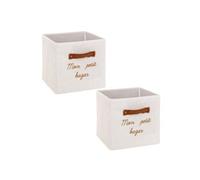 - Lot de 2 boîtes de rangement en bouclette MON PETIT BAZAR - L. 29 x l. 29 x H. 29 cm - Blanc - Mon petit bazar