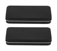 Lot de 2 boîtes de rangement en fer portables avec couvercle