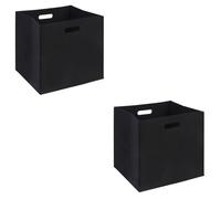 IDIMEX Lot de 2 boites de Rangement en Feutrine Felt, Panier de Rangement en Feutrine Noir dim 32x32x32 cm, Cube de Rangement Pliable, Style Moderne