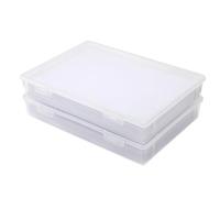 Lot de 2 boîtes de rangement en plastique avec couvercle plat - Organiseur pour papier - Boîte à documents A4 - 31 x 22 x 5 cm - Caisses de rangement pour documents, blocs de construction, photos,