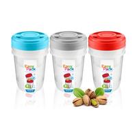 Lot de 2 boîtes de rangement en plastique avec couvercle rond à visser - Réutilisables - Passe au micro-ondes et au lave-vaisselle - Pour cuisine, épices, bonbons, bonbons - Sans BPA - 1 l et 500 ml