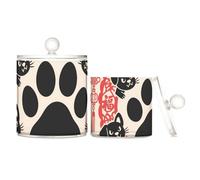 Lot de 2 boîtes de rangement en plastique transparent avec couvercle Motif pattes de chien chinois