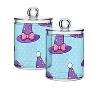 Lot de 2 boîtes de rangement en plastique transparent avec couvercle pour cotons-tiges, cotons-tiges, cure-dents, trombones, pinces à cheveux