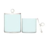 Lot de 2 boîtes de rangement en plastique transparent avec couvercle pour cure-fil dentaire, trombones, couleur unie, bleu clair uni