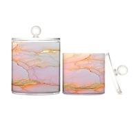 Lot de 2 boîtes de rangement en plastique transparent avec couvercle pour cure-fil, trombones, blanc marbré