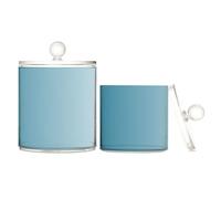Lot de 2 boîtes de rangement en plastique transparent dégradé bleu foncé avec couvercle pour accessoires de salle de bain, bacs de rangement décoratifs pour cure-fil, trombones