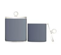 Lot de 2 boîtes de rangement en plastique transparent dégradé bleu gris avec couvercle pour accessoires de salle de bain, petits bacs de rangement décoratifs pour cure-fil, trombones
