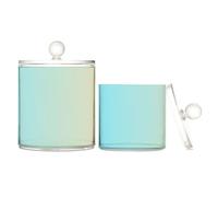 Lot de 2 boîtes de rangement en plastique transparent dégradé bleu jaune avec couvercle pour accessoires de salle de bain pour cure-fil, trombones