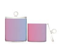 Lot de 2 boîtes de rangement en plastique transparent dégradé rose bleu avec couvercle pour cure-fil, trombones