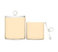 Lot de 2 boîtes de rangement en plastique transparent jaune mocassin avec couvercle pour piques à fil dentaire, trombones