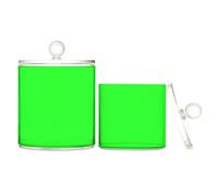 Lot de 2 boîtes de rangement en plastique transparent vert citron avec couvercle pour accessoires de salle de bain, petits bacs de rangement décoratifs pour cure-fil, trombones