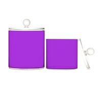 Lot de 2 boîtes de rangement en plastique transparent violet foncé avec couvercle pour accessoires de salle de bain pour cure-fil, trombones