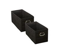 Toilinux - Lot de 2 Boites de rangement en tissu avec poignée - Longueur 31 x Hauteur 15 cm - Noir