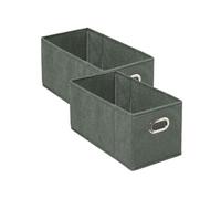 Toilinux - Lot de 2 Boites de rangement en tissu avec poignée - Longueur 31 x Hauteur 15 cm - Vert Kaki Vert