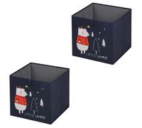 IDIMEX Lot de 2 boites de Rangement en Tissu Bear, Panier de Rangement en Tissu Bleu pour Enfant dim 32x32x32 cm, Cube de Rangement Pliable avec décoration Ours Polaire