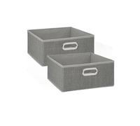 - Lot de 2 Boites de rangement en tissu l.31 x h. 15 cm - Gris clair chiné