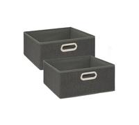 Toilinux - Lot de 2 Boites de rangement en tissu l.31 x h. 15 cm - Gris foncé chiné