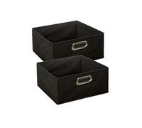 Toilinux - Lot de 2 Boites de rangement en tissu l.31 x h. 15 cm - Noir Noir G