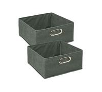 - Lot de 2 Boites de rangement en tissu l.31 x h. 15 cm - Vert kaki - MIX'N MODUL