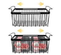 Lot de 2 boîtes de rangement extensibles pour congélateur, paniers universels suspendus avec poignées pour congélateur, plus faciles à prendre, ajouter de l'espace, organiseurs de réfrigérateur pour
