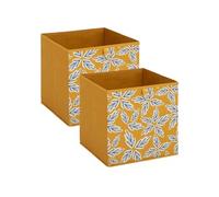 - Lot de 2 boites de rangement FOLIA - L. 31 x l.31 x H. 31 cm - Jaune - Folia