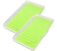 Lot de 2 boîtes de rangement imperméables pour matériel de pêche à la mouche avec 143 emplacements, étuis de rangement transparents pour matériel de pêche, 19,1 x 10,3 x 0,6 cm