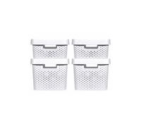 lot de 2 boites de rangement infinity dots 11l+17l + couvercles - l 39,5 x p 29,5 x 43 cm - blanc
