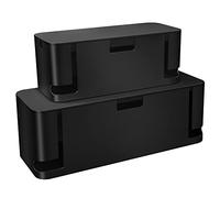 Lot de 2 Boîtes de Rangement Organisateur de Câbles pour Bureau, Grande et Moyenne Taille, Cache-Câbles pour Dissimuler Les Multiprises sur Le Bureau ou Le Sol, Boîte Noire