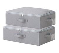 Lot de 2 boîtes de rangement plates pliables avec couvercle souple pour vêtements anti-poussière, albums, entrée, cubes d'organisation des aliments, gris foncé