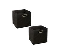 Toilinux - Lot de 2 Boites de rangement pliable - 31 x 31 - Noir Noir G