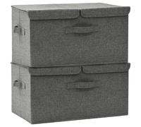 Lot de 2 boîtes de rangement pliables avec poignée et compartiments Anthracite 50x30x25 cm