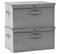 Lot de 2 boîtes de rangement pliables avec poignée et compartiments Gris 50 x 30 x 25 cm