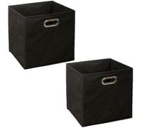 Lot de 2 boites de rangement pliables en tissu Noir, L. 31 x l. 31 x H. 31 cm, MIX'N MODUL