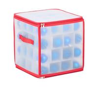 Lot de 2 boîtes de Rangement pour Boules de Noël - 64 Compartiments - H x l x P : 31 x 30 x 30 cm - Transparent/Rouge
